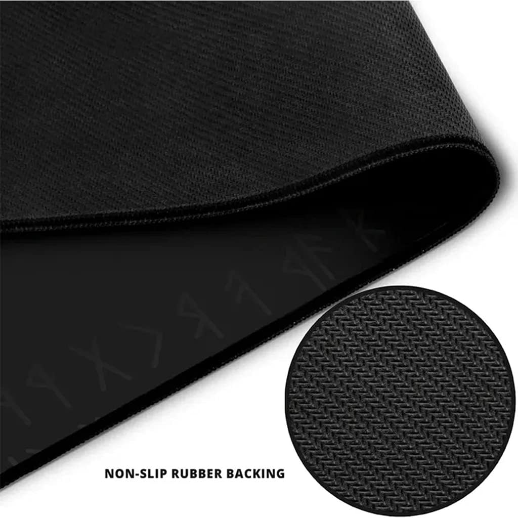 Viking Raven Rune Vegvisir Mouse Mat, 3D Print Tattoo Big Extended Desk Game Keyboard Pad with Non-Slip Base and Stitched Edge for Office & Home,Black,23.6" x 11.8"