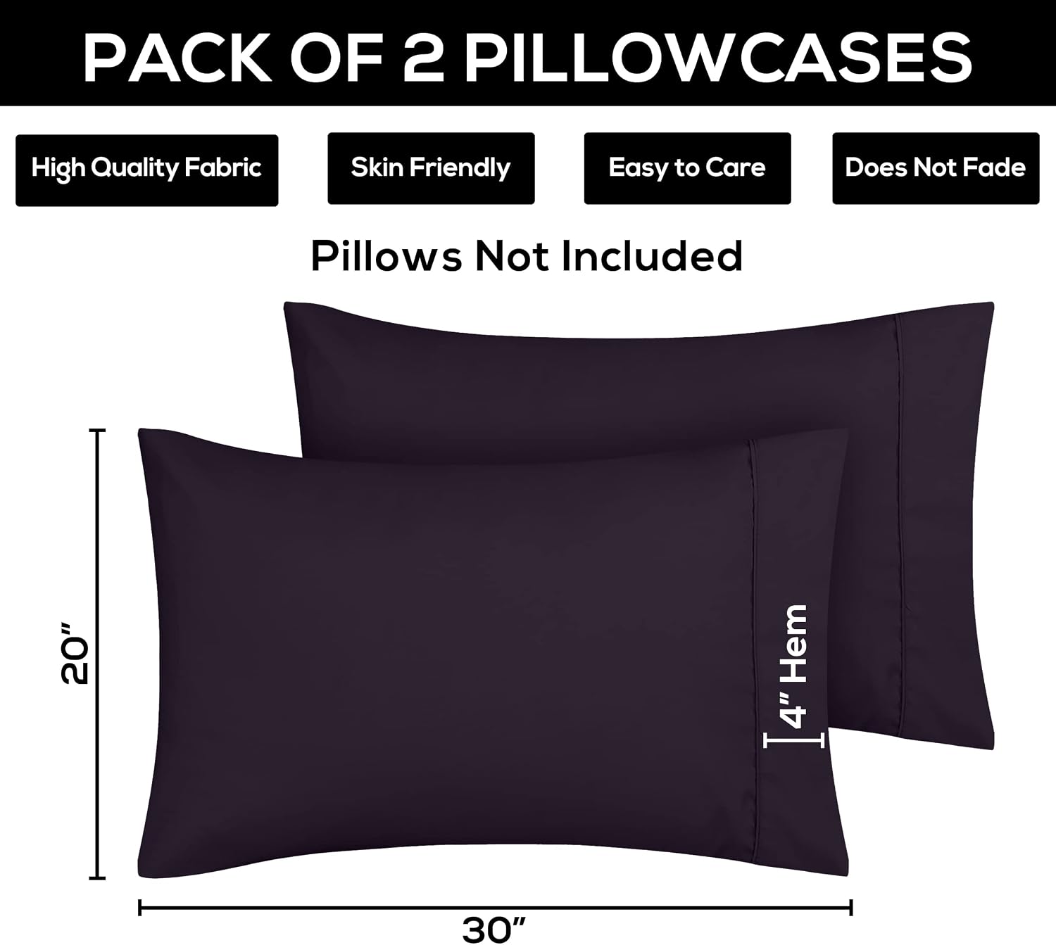 Utopia Bedding Queen Pillowcases - 2 Pack - Envelope Closure - Soft Brushed Microfiber Fabric - Shrinkage and Fade Resistant Pillow Covers Standard Size 20 X 30 Inches (Queen, Purple)