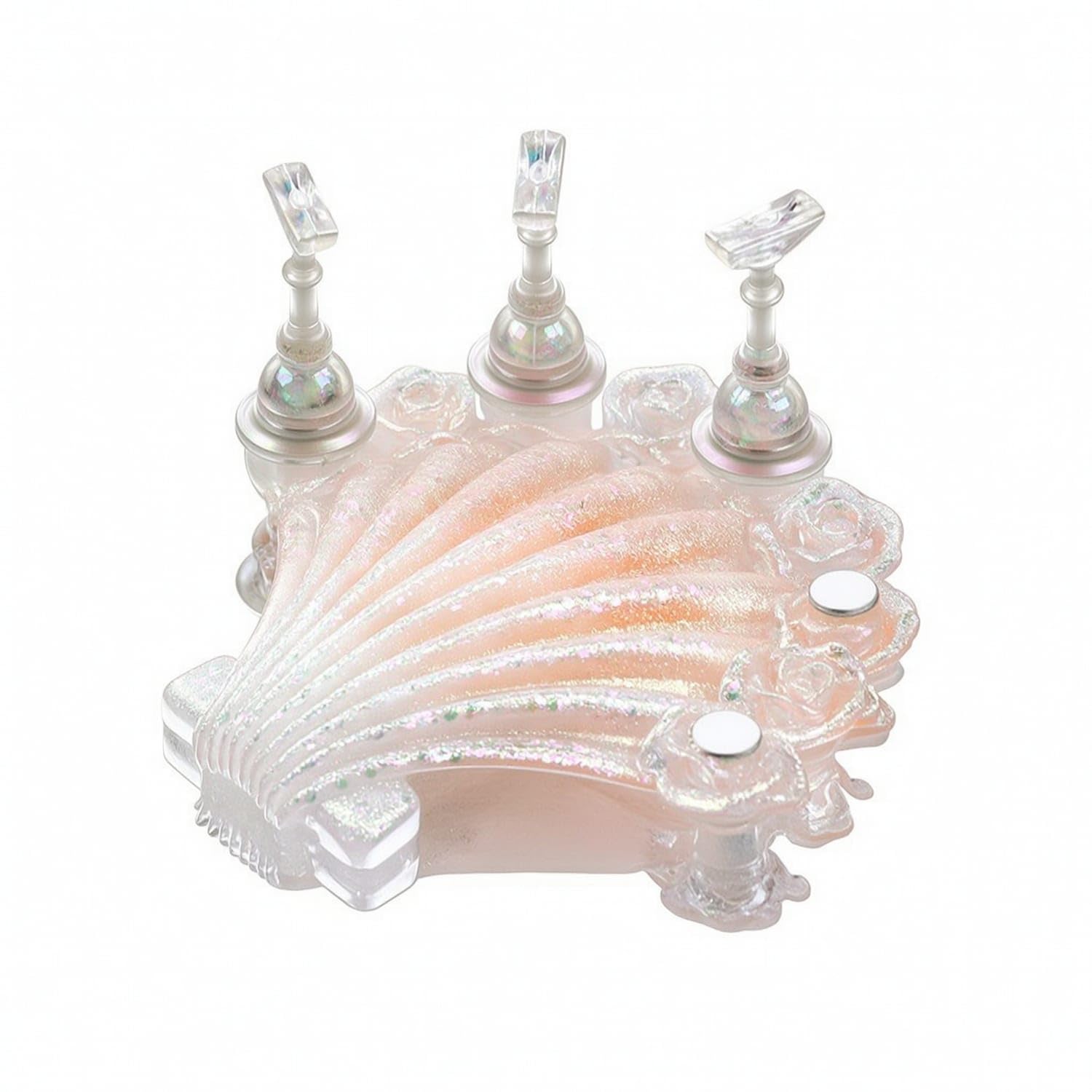 Shell-Shaped Nail Stand with Base Iridescent Nail Practice Stand Glittery Reusable for Manicurists, Home DIY, Beauty Schools, Aurora Shell Nail B-image-49