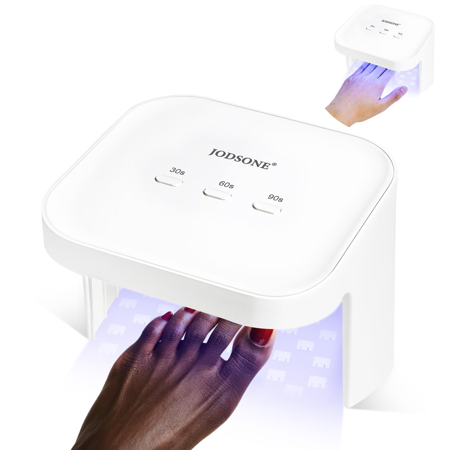 JODSONE Lámpara profesional UV LED para uñas, gran espacio, sensor automático, 3 modos de tiempo para manicura casera, color blanco.