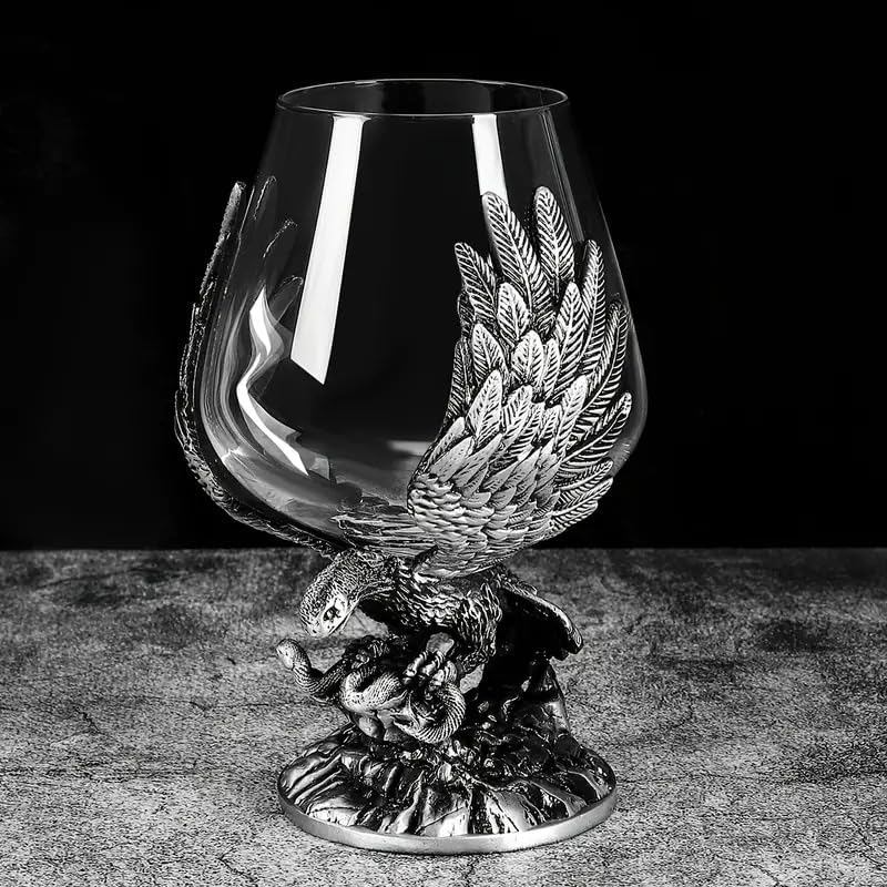 CIMPEX Heavy Metal Champagne Glass with Eagle Stem, Antique Crystal Goblet, for Whiskey, Cocktails, Bar, Pub, Club, Or Restaurant with Surprise Gift Box 1