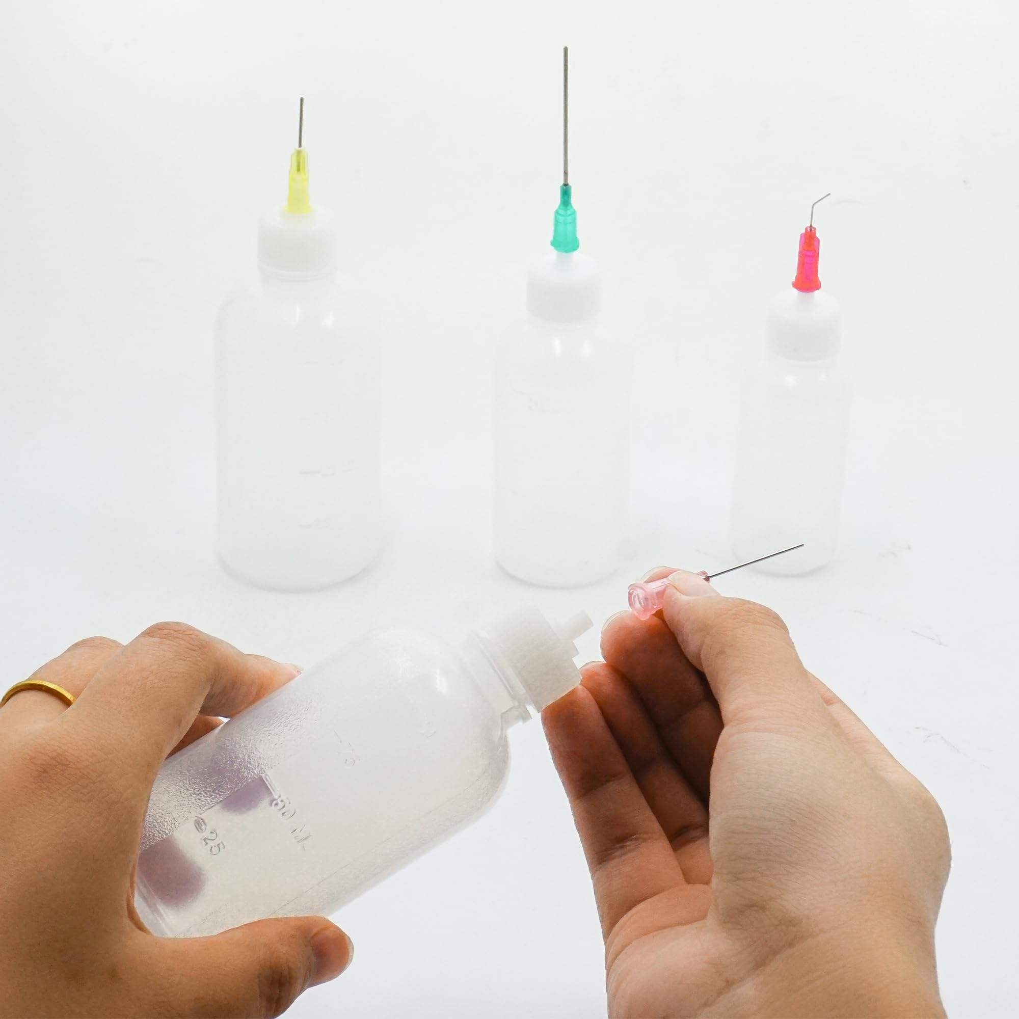 Botella aplicadora de punta de precisión de 100 ml, con aguja de punta roma y tapa, botella de 18 G, 20 G, 25 G, botella de punta de aguja, botella cuentagotas de aceite, botellas de pegamento con