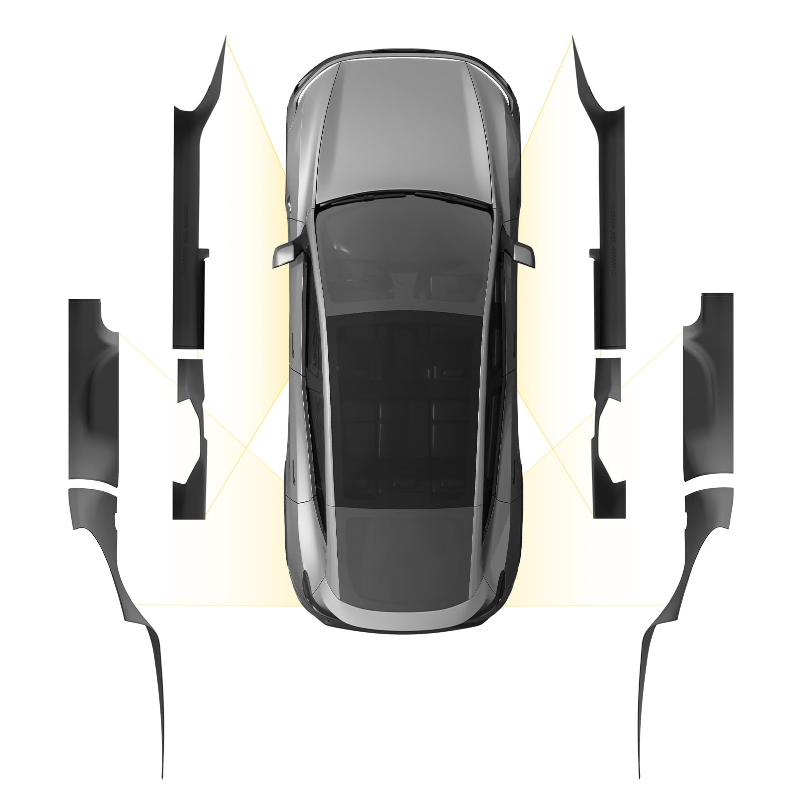 3W 8-teiliger Einstiegsleisten Vorne und Hinten für Tesla Model Y L 2026, TPE Einstiegsleisten, Einstiegsschutz, Staubschutzabdeckung, Kantenschutz, Autozubehör nach Maß