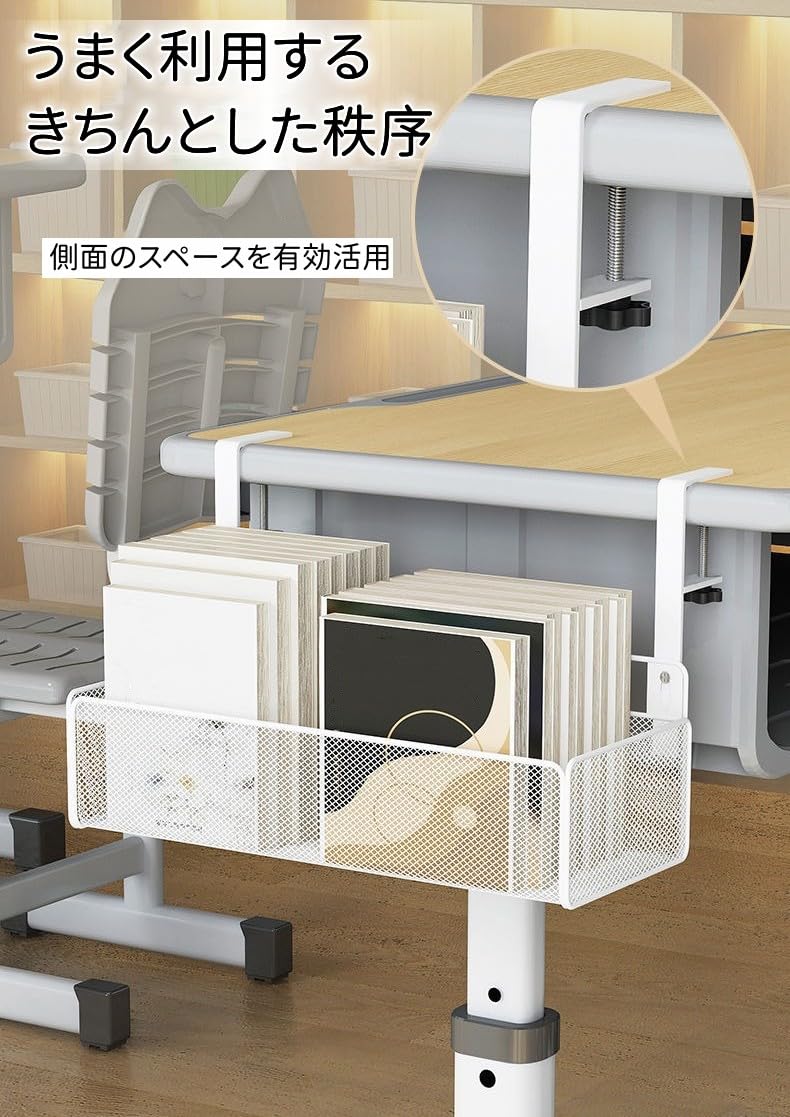 Nuslne テーブル下吊り下げマガジンとドキュメントオーガナイザー Amazon | デスクサイドストレージ吊り下げ テーブル下収納 デスク下