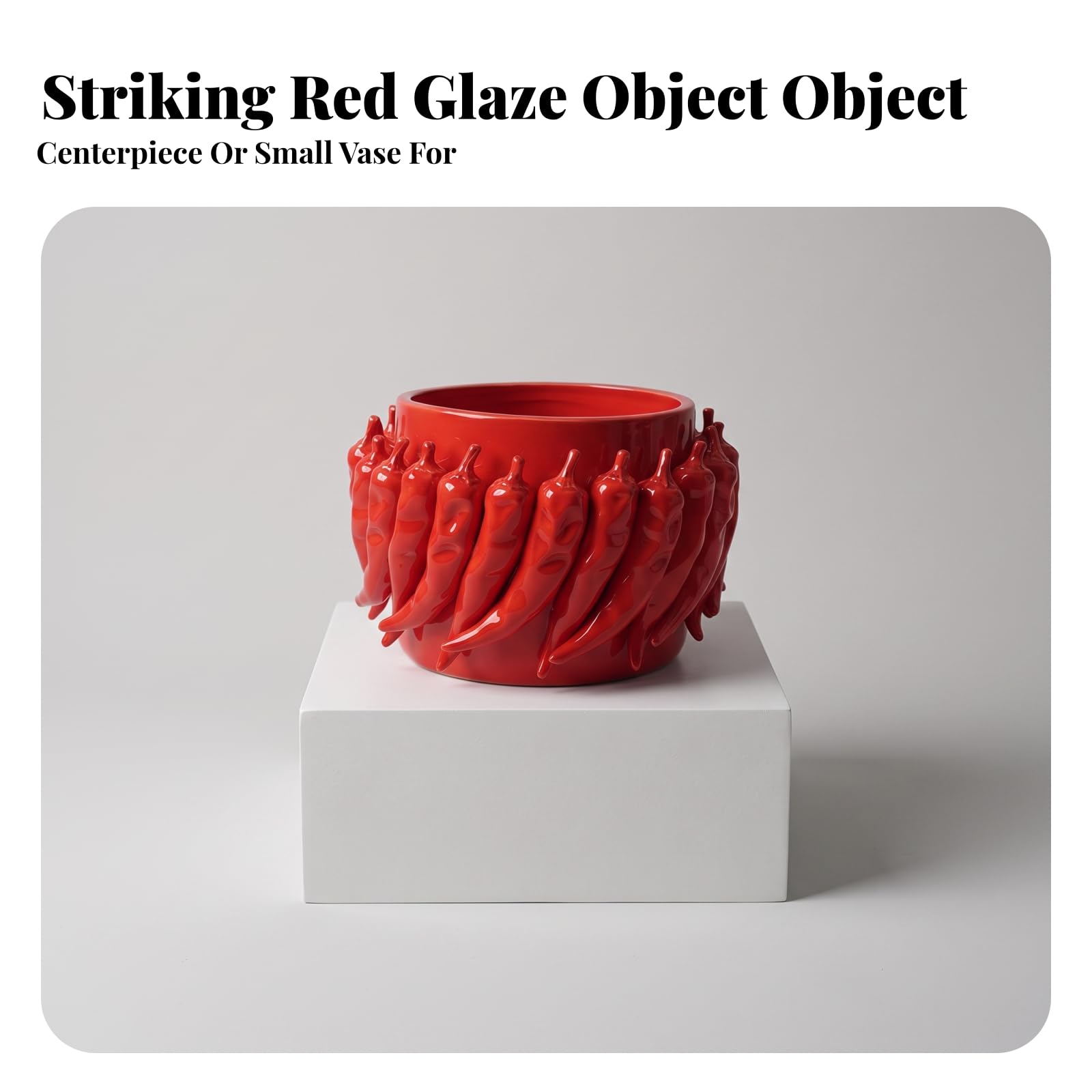 Vase mit Chili Design r Zylindrischer Blumentopf für Kleine Zimmerpflanzen Tisch Regal Schreibtisch Wohnzimmer Einrichtungsgegenstand in