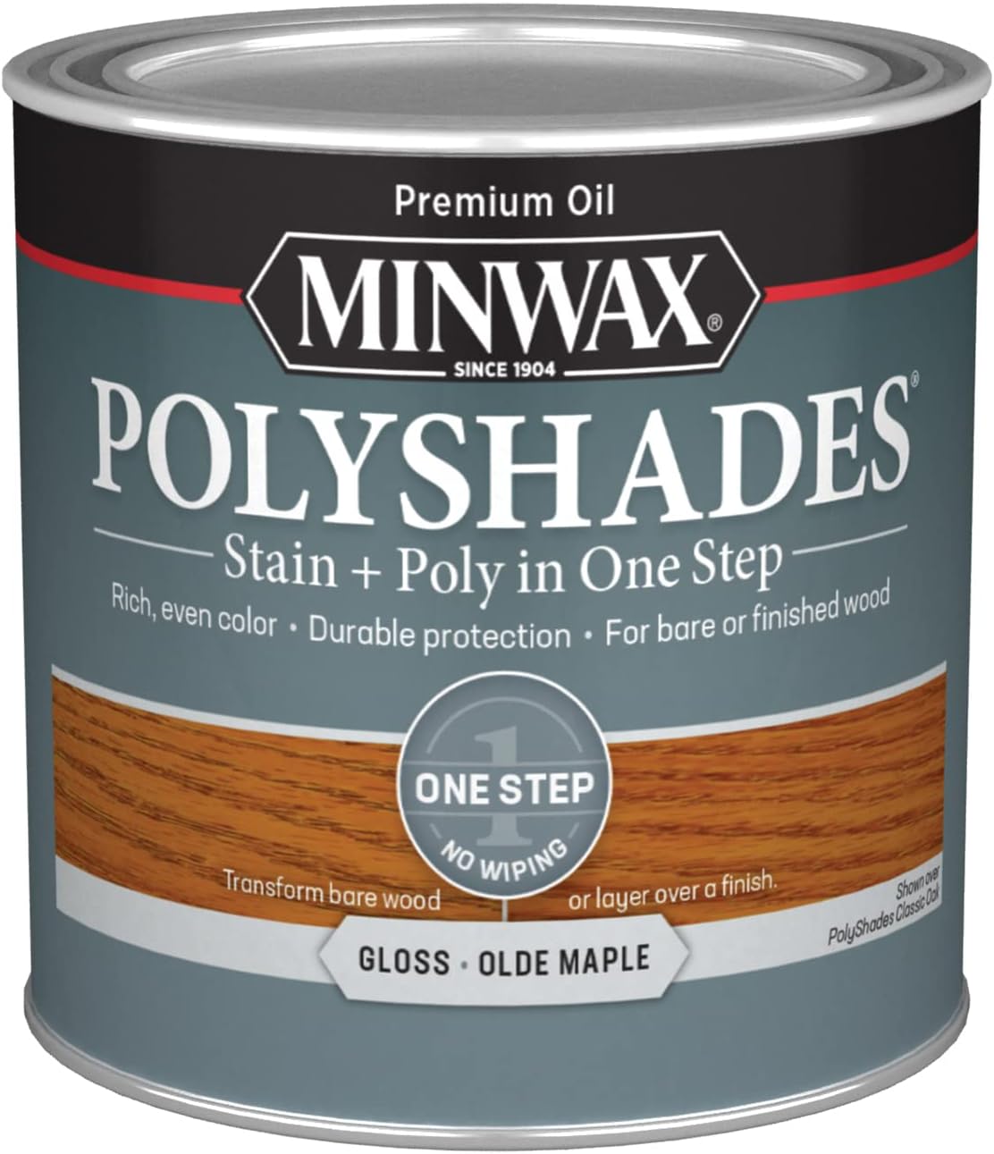 214304444 Polyshades - Stain & Polyurethane in 1 Step, 1/2 Pint, Old Maple, Gloss