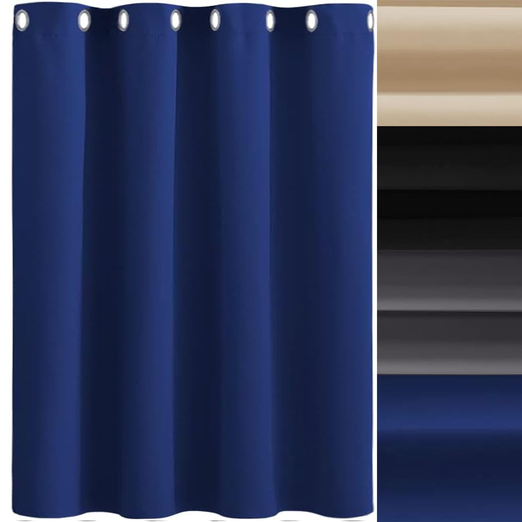 Amzyu Navy Blue Thermal Blackout Curtains, 120 X 210 Cm(47 X 83Inch) Super Soft Plain Velvet Band Curtains Thermal Energy Saving Window Treatment For Bedroom, Kitchen,