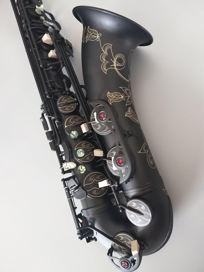 Saksofon tenorowy w matowej czerni, profesjonalny instrument muzyczny dla zaawansowanych graczy i występów na żywo