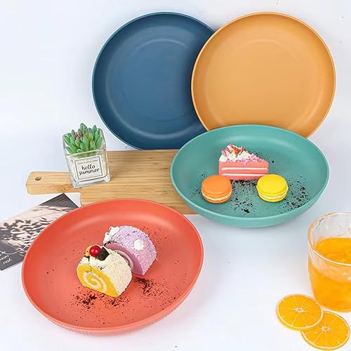 Miniatura 7 de Platos ligeros de paja de trigo de 9 pulgadas, aptos para microondas y lavavajillas, sin BPA y saludables, reutilizables, platos profundos