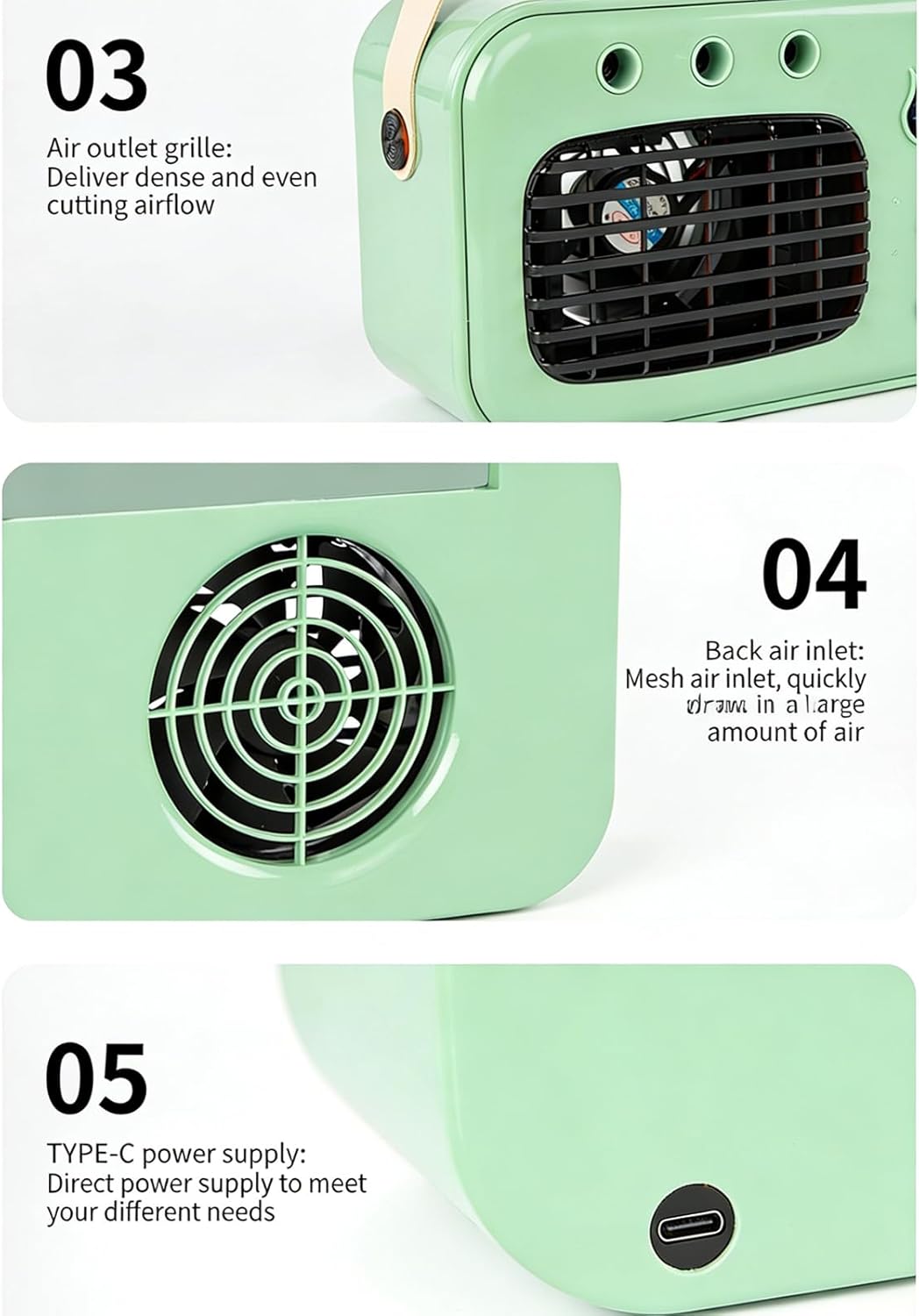 Evaporative Chiller with Large Water Container and Quiet Function for Indoor Comfort Adjustable Humidity Fan