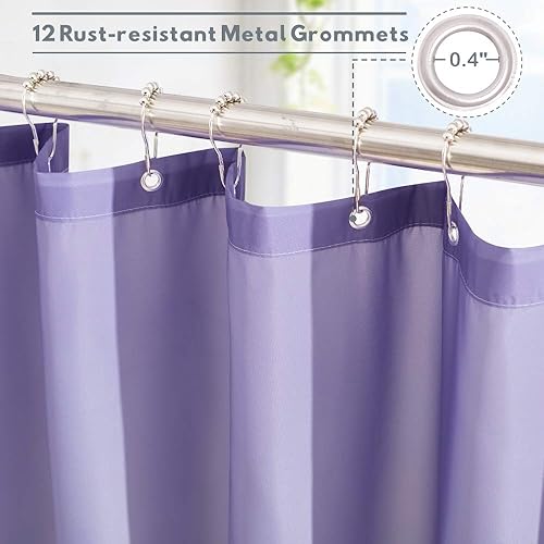 Miniatura 2 de KGORGE Cortina de ducha impermeable para baño, forro de cortinas de ducha estilo casa de campo, privacidad, decoración de habitación, ganchos de