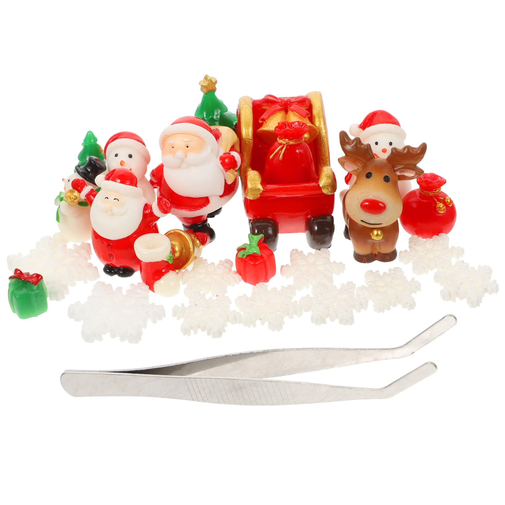 27pezzi Mini Decorazioni Natalizie in Resina Ornamenti Natalizi Forma Di Cartone Animato Micro Paesaggi Natalizi Pinzette Adatte Per Artigianato Natalizio Fai Da Te