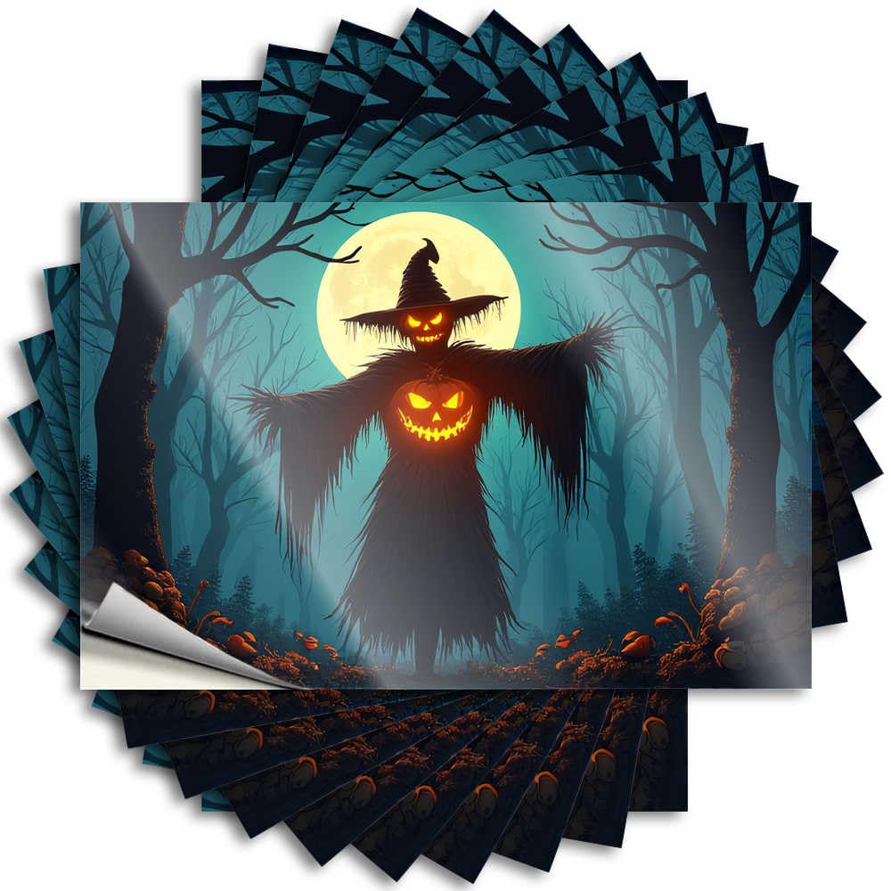 Abipuir - Funny Halloween Bumper Sticker, Scarecrow in the Moonlit Forest, 10 Christmas Car Stickers, Funny Garage Signs for Men (6 x