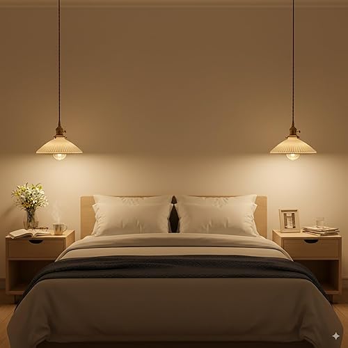 Miniatura 5 de Lámparas colgantes de cerámica industrial vintage, cable colgante ajustable de 6.56 pies, enchufe de latón, compatible con bombillas E26/E27,