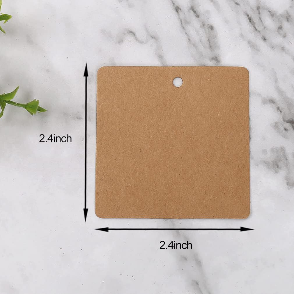 100 PCS Kraft Gift Tags Blank Paper Hang Tags Price Tags with 100 Feet Jute Twine (Brown)