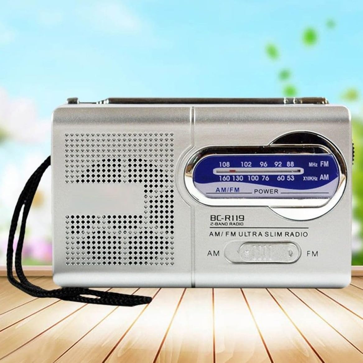 Mini radio BC-R119, radio portátil de bolsillo con antena telescópica AM FM, receptor mundial, altavoz, funciona con pilas, color plateado (sin pilas), radio pequeña, radio portátil Dab, radio FM, rad — view 5