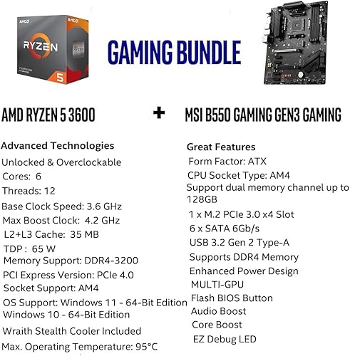 Miniatura 2 de Micro Center AMD Ryzen 5 3600 - Procesador de escritorio desbloqueado de 6 núcleos de 12 hilos con Wraith Stealth Cooler Bundle con placa base para