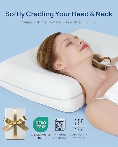 Miniatura 5 de Almohada refrescante de espuma viscoelástica suave, almohada cervical para dormir de lado, dormir de espalda y boca abajo, diseño ortopédico
