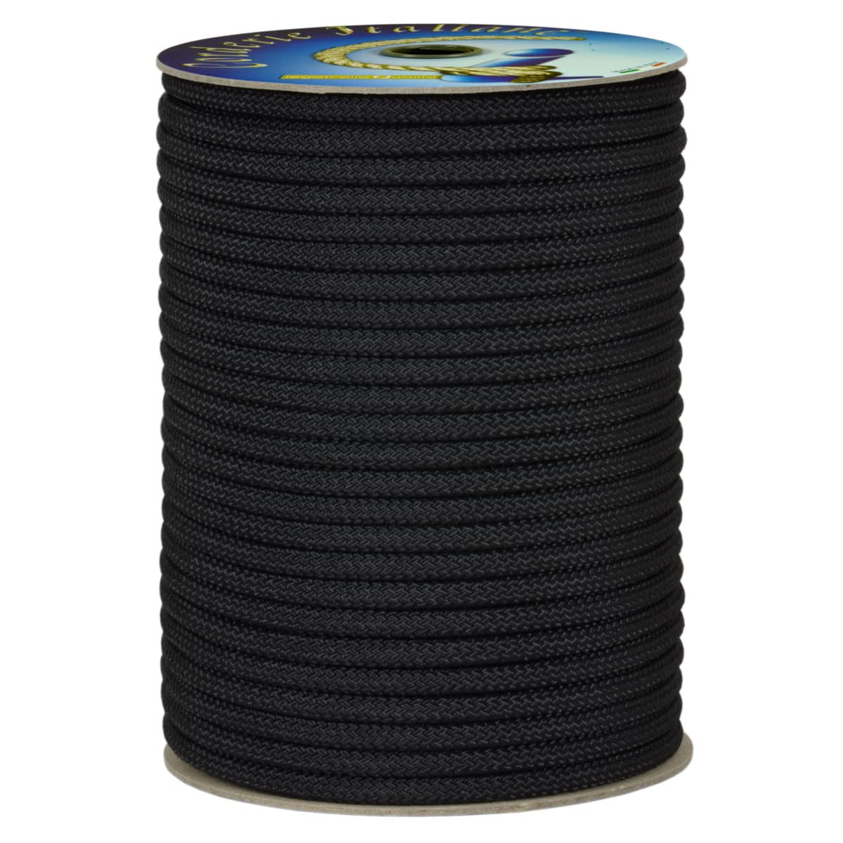 Corderie Italiane 001072096 Doppia treccia skipper alta tenacità, nera, 8 mm - 100 metri