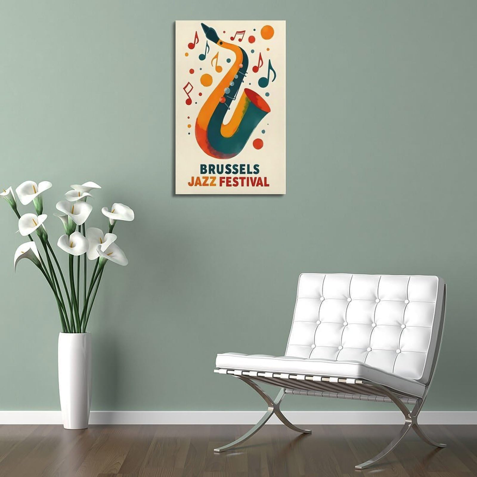 CZHXYZ Poster su tela da parete per camera da letto e soggiorno, decorazione per eventi, festival jazz di Bruxelles, 50 x 75 cm, stile cornice