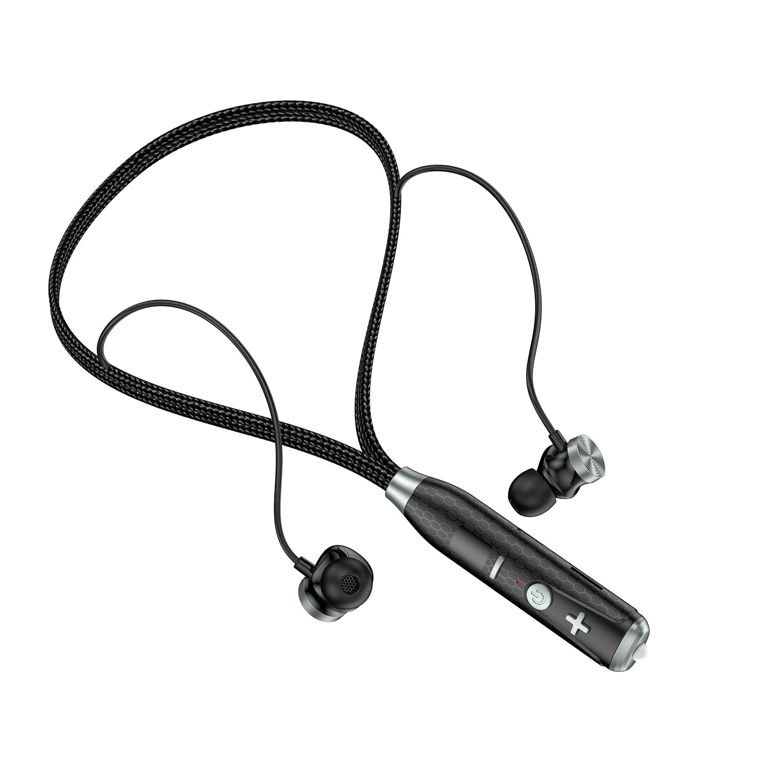 Unix Youphor Bluetooth Neckband with 62 Hours Playtime, BT v5.4, 10mm Driver, Digital Display, Small Torch, TF Card Slot, IPX3 Sweat Resistant, 250mAh Battery & Protection IC (Nylon Braided)