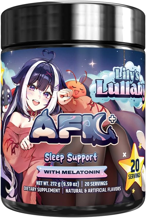 Gamer Supps AFK+® (with Melatonin): Lily's Lullaby Hot Cocoa by Shylily - 20 Servings - Keto Friendly Magnesium-Focused Sleep Support Supplement, Apigenin, Sugar Free