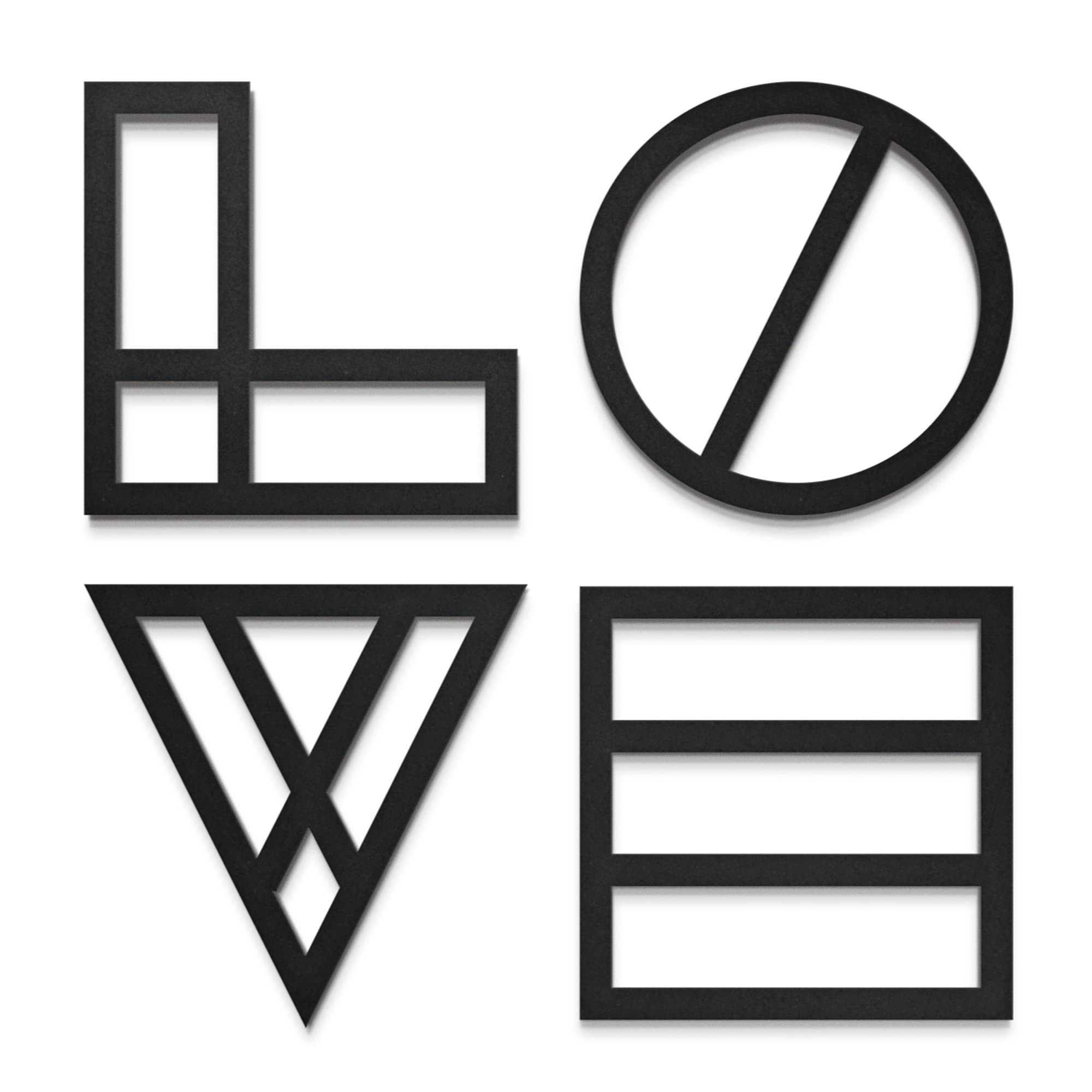 BeautiWall - Decoración de Pared Metálica LOVE - Esculturas de Pared, Estilo Boho, Para Hogar, Dormitorio, Adorno de Pared de Acero, Negro, Fácil Montaje con Adhesivo Incluido