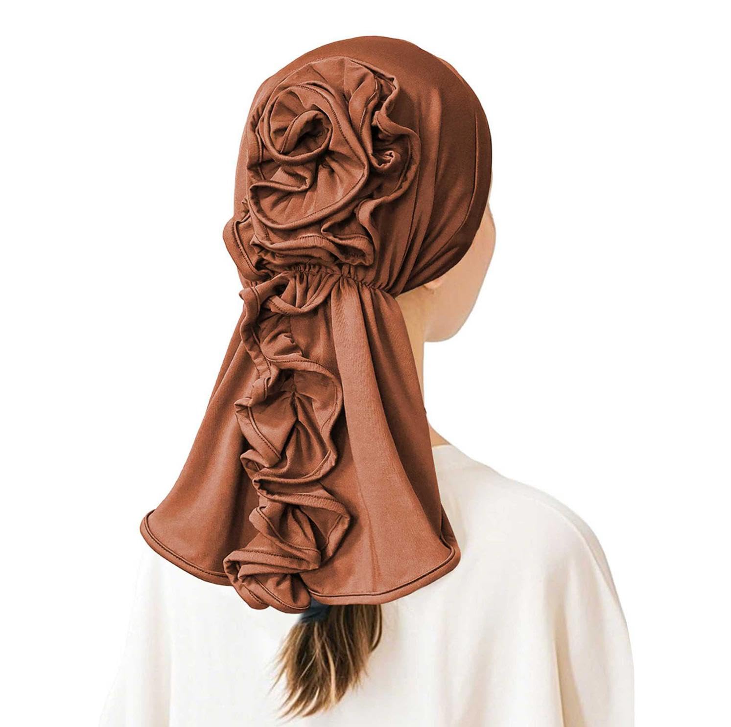 Chemo Turbans for Women Head Scarf Headwraps Silky Soft Cancer Hats Beanie Coverings Scarves Coffee