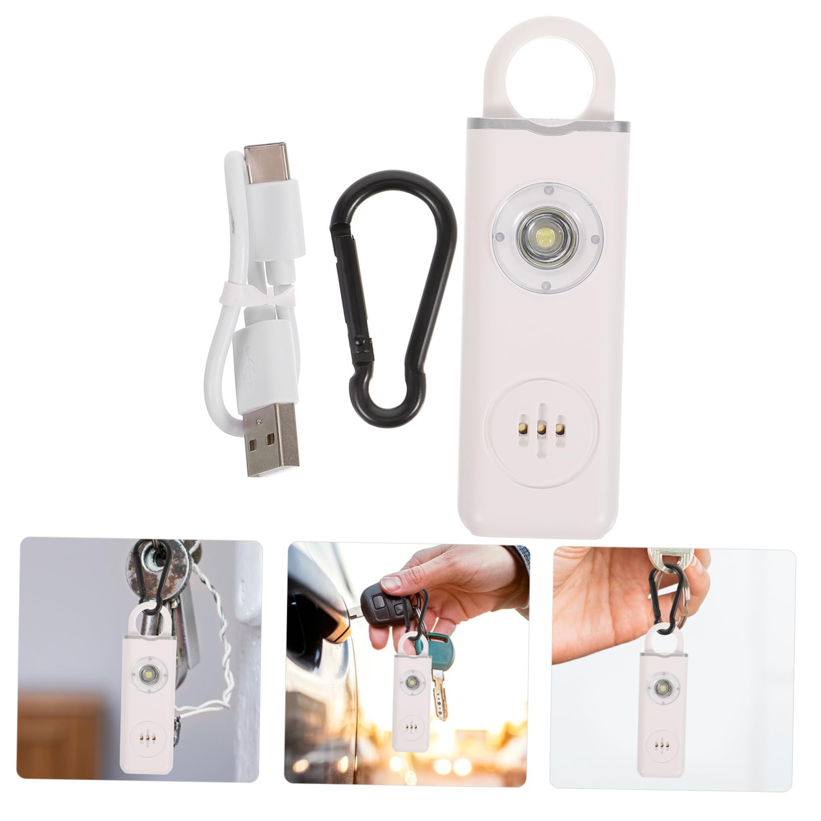 Trousseau de sirène accessoires personnel Keychains pour femmes étiqueter mignon Attaquez les alarmes pour les femmes Keychain d'alarme de bruit Acier inoxydable blanche