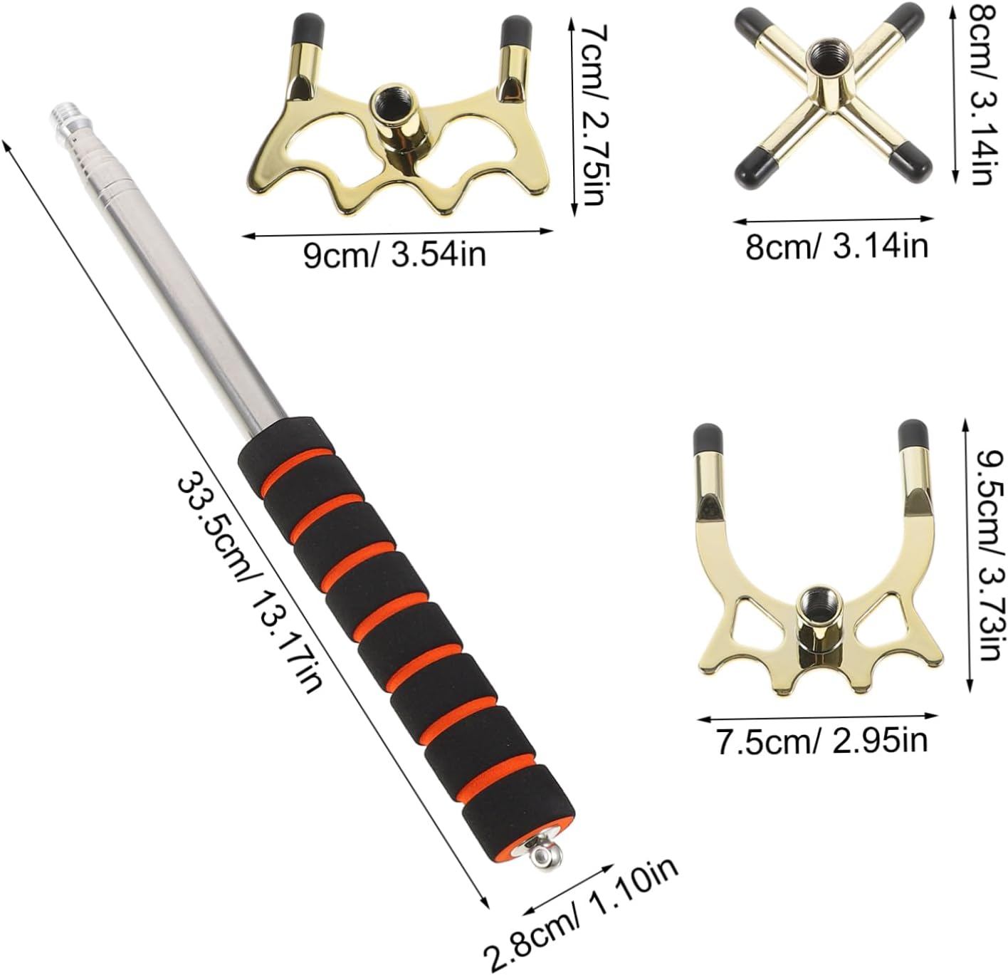 Billiard Cue Bridge Pool Stick Holder with Eva Grip Bridge Heads for Easy Use Pool Tables Durable Metal Billiards Accessory