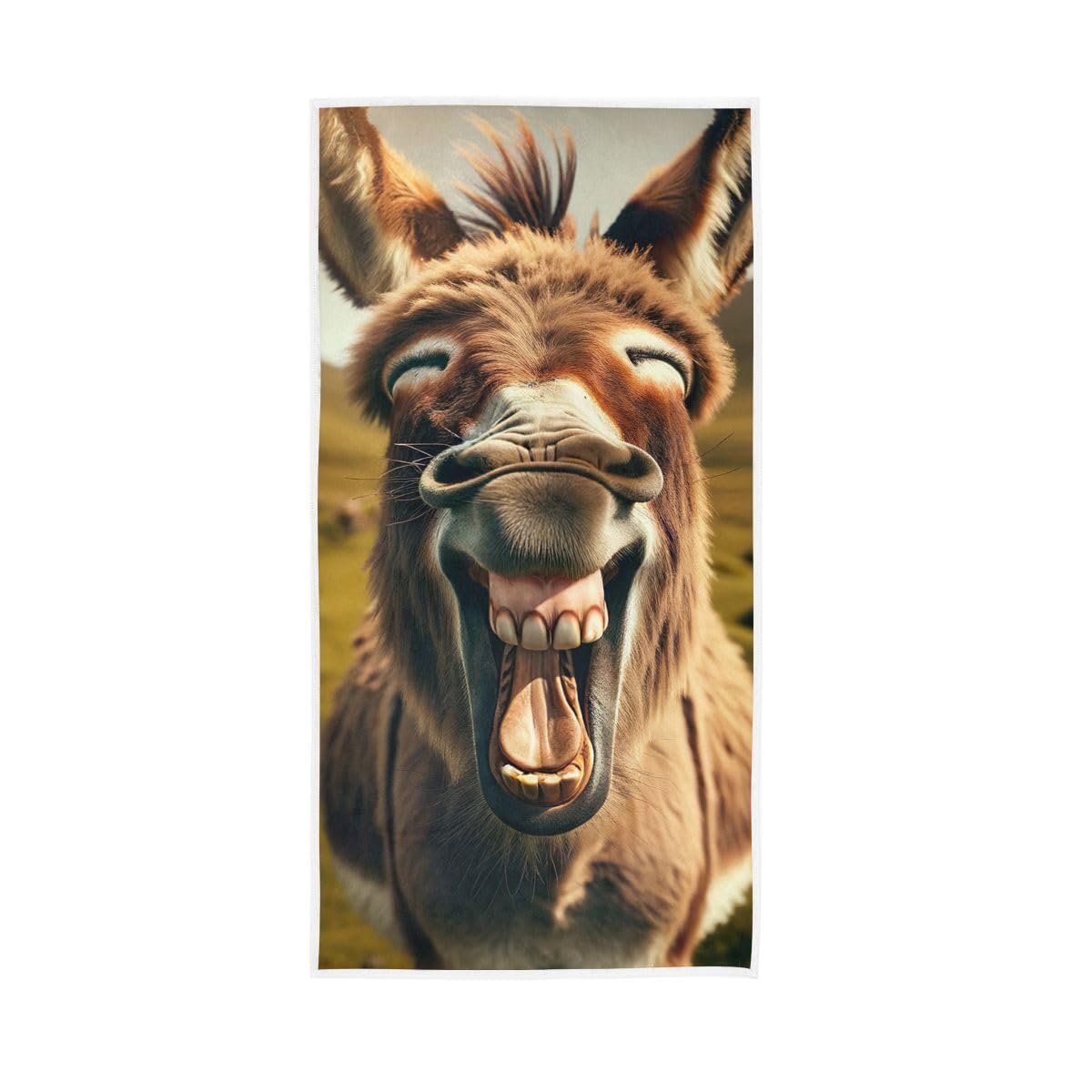 LSRCPD Laughing Donkey Funny Hand Towels for Bathroom, Hand Towel for Bathroom, Shower, Hotel, Spa 15 x 30 Inches