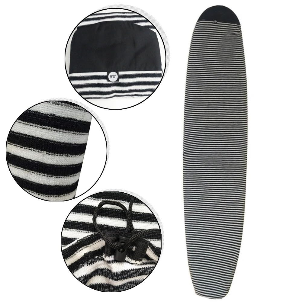 Surfboard Tasche Cover Surfboard Deck Bag 8ft Surfboard Cover Socke Stretch Funboard Cover Schwarz & Weiß Surf Zubehör für Erwachsene/Unisex Surfboard Tasche