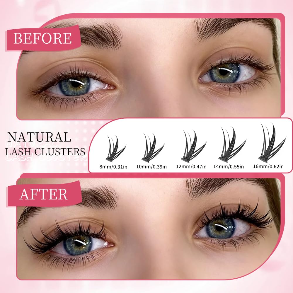 ISOOLU Lash Clusters Manga Individual Lashes Wispy Eyelash Clusters WideSpan Eyelash Extension Kit with Lash Bond and Seal Wet-Look Spiky Cluster Lashes (2Aesthetic‌ 1Cutey 1Anime Kit)