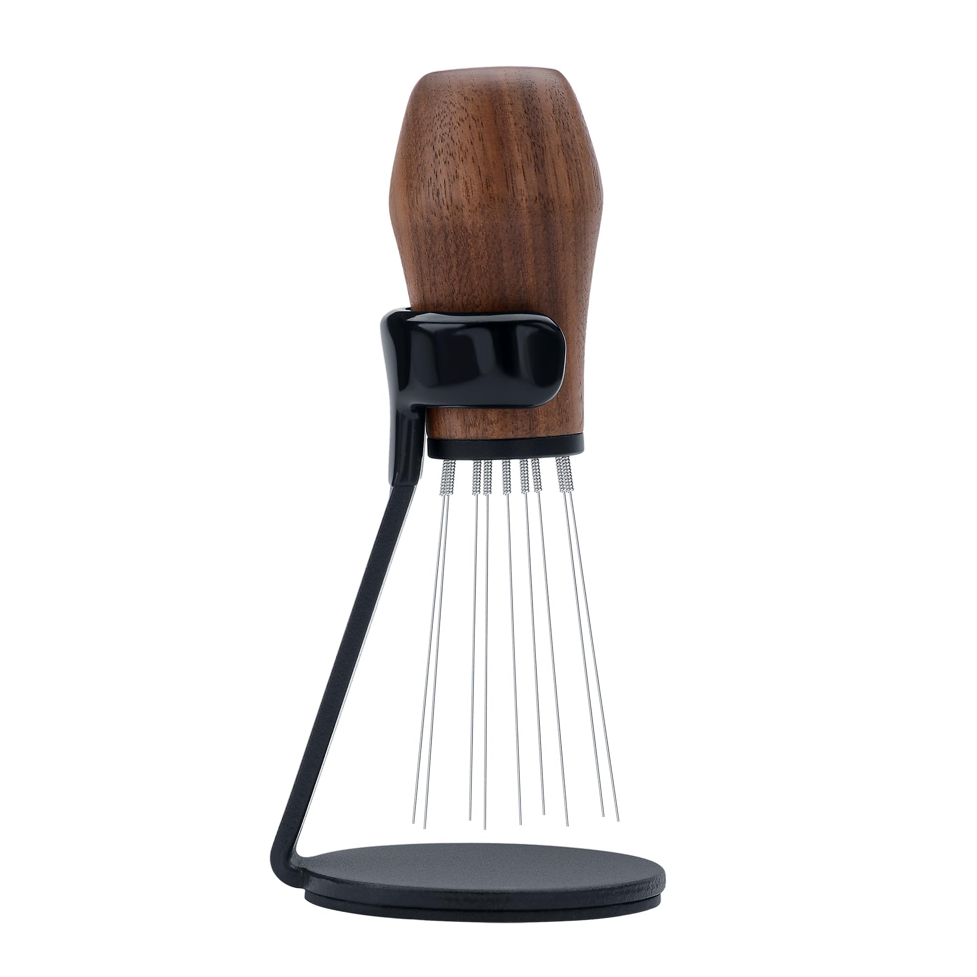 Normcore WDT Outil de distribution avec support V3, technique de distribution Weiss, agitateur à expresso à aiguilles 9 broches, manche en bois de noyer américain
