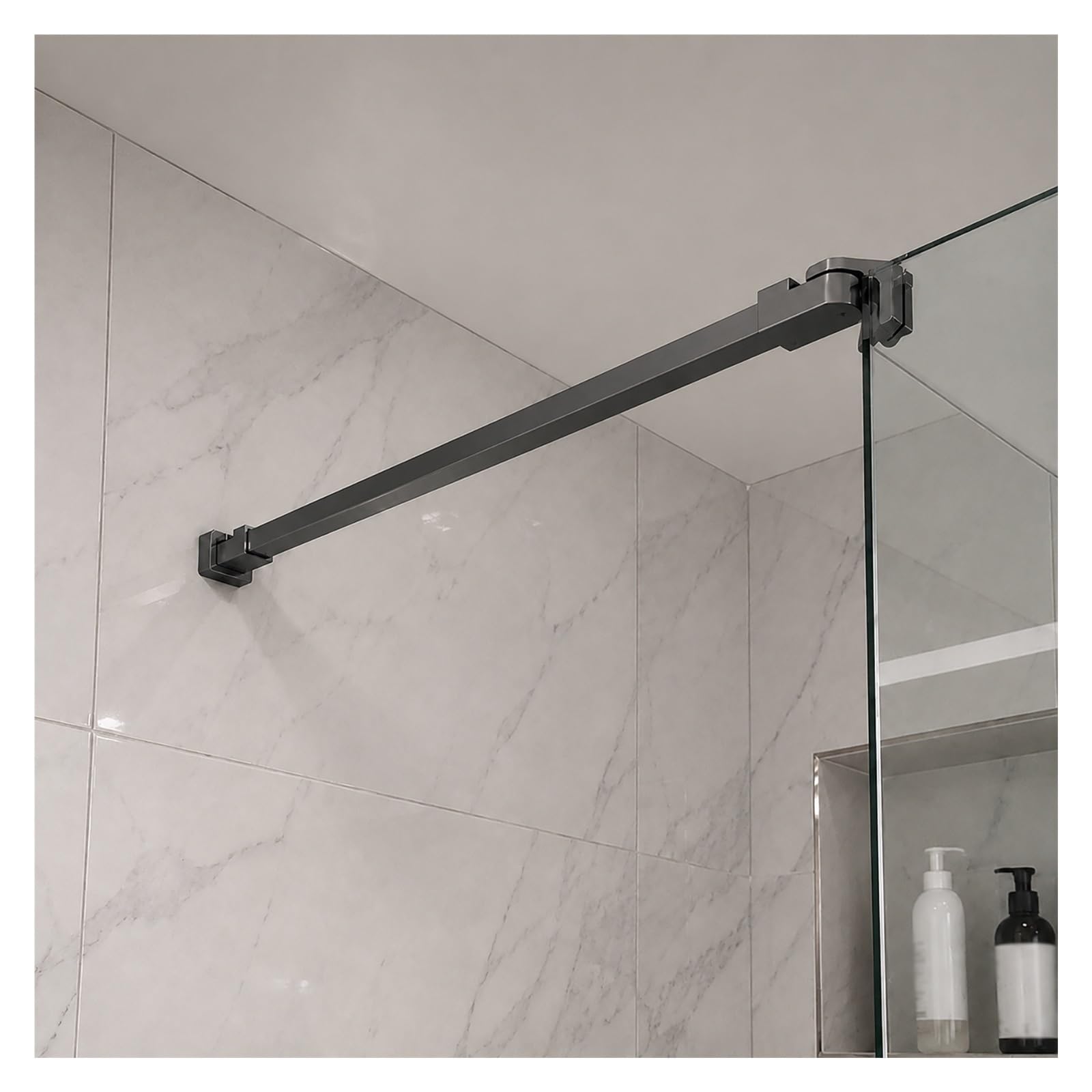 Zjkxjh Gray Frameless Glass Stabilizer Bar Stainless Steel Shower Door Support Bar 40/50/60/70/80/90/100/120/150Cm, Fixed Glass Panel Stabilizer For Frameless Bathroom Showers(,50Cm/19.7In)