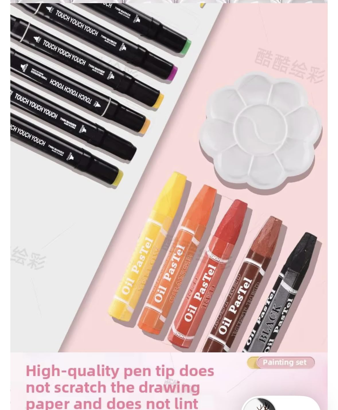 FEELHIGH 115 pcs Artist Colour Set -Multiple Kit, Professional Drawing Color Pencils, Oil Pastel, Sketches, Water Colors,Children Drawing Colouring Set without Cardboard Package Box 4
