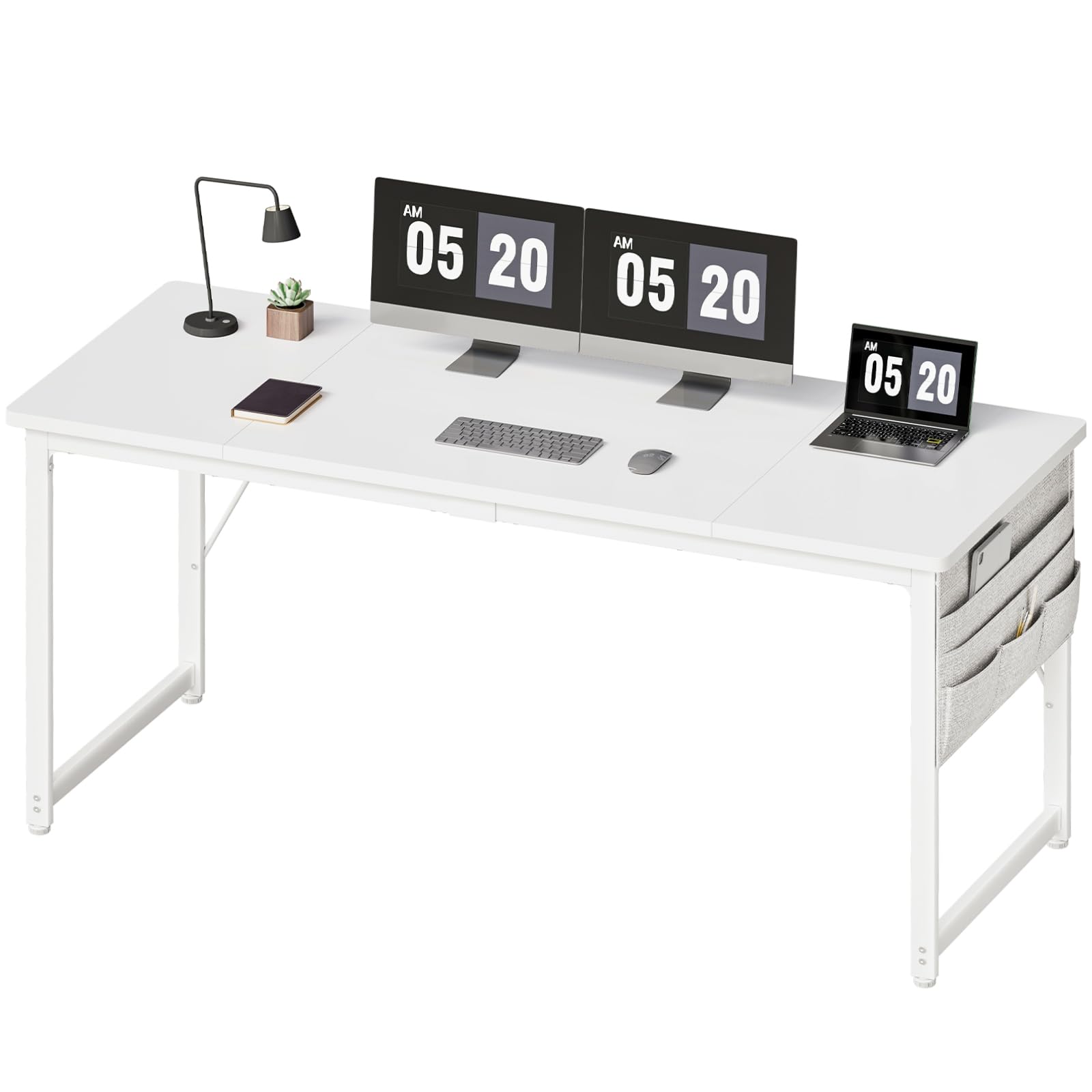 モダンデザイン パソコンデスク160cm 奥行60cm収納袋フック付ピンテージ Amazon | YeTom pcデスク 机 デスク パソコンデスク 幅160cm つくえ