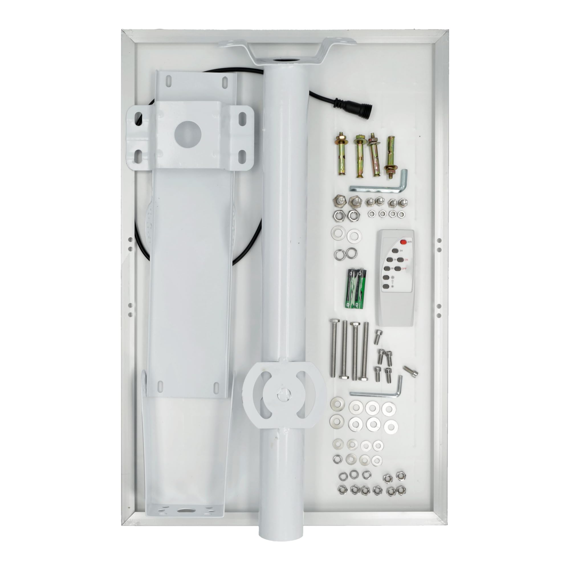 Jandei - Farola Solar Exterior 4000 Lúmenes, Impermeable IP65, Panel Solar y Mando a Distancia, Luz Blanca Fría 6000K, Ideal para Jardín, Patio, Camino y Muro