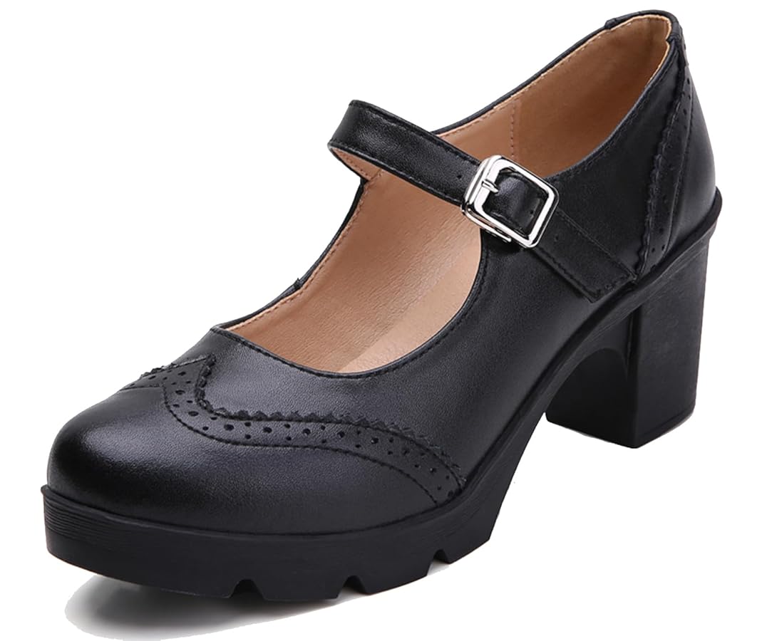 Amazon.com | DADAWEN Women's Chunky Low Block Heels Mary