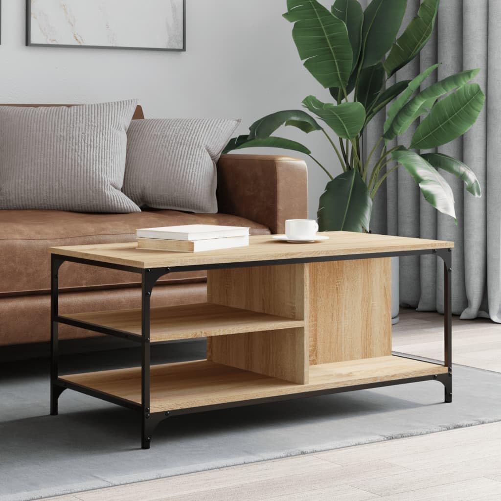 Table basse chêne Sonoma pour salon et séjour style industriel
