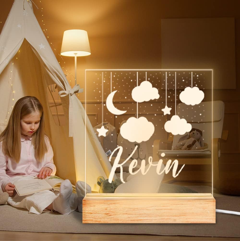 Lampade Ottica Nuvole Stelle Luna - Luce Notturna, Lampada Led - Luce