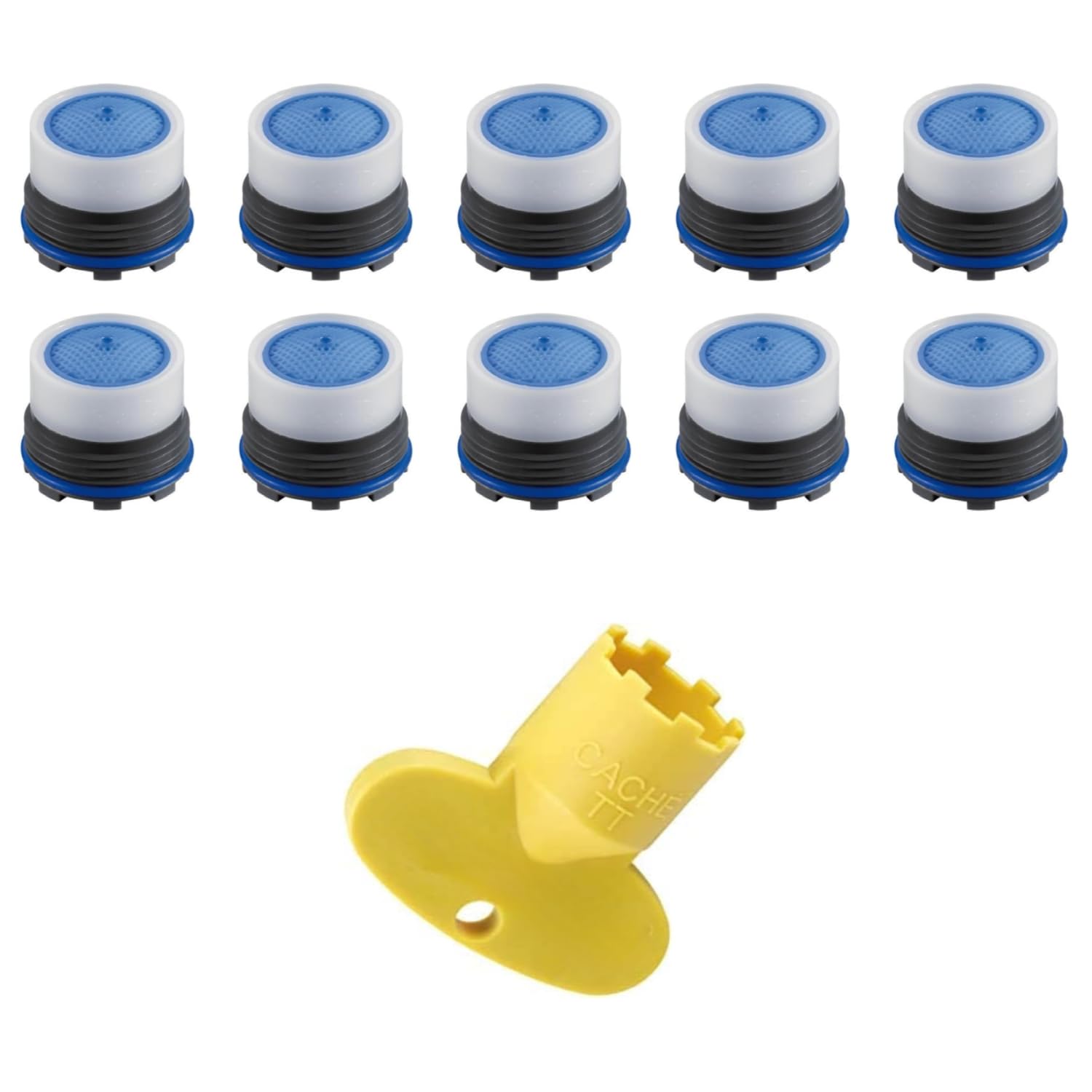 Kit aérateur de rechange, pour robinets rétractables 16,5 x 1 mm, 10 pièces avec clé - Brise-filtre filtre
