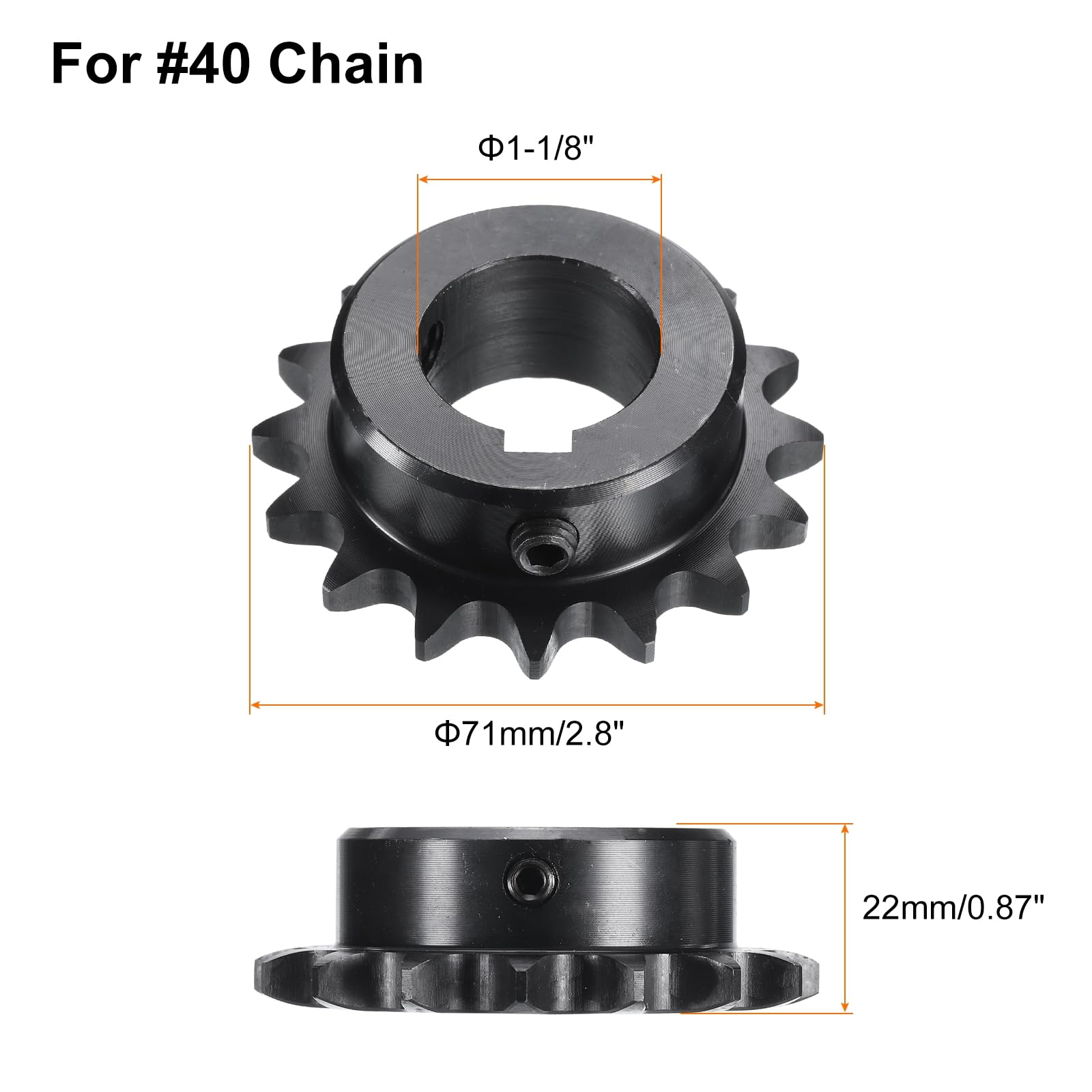 uxcell #40 Chain Roller Sprocket B Type, 1-1/8