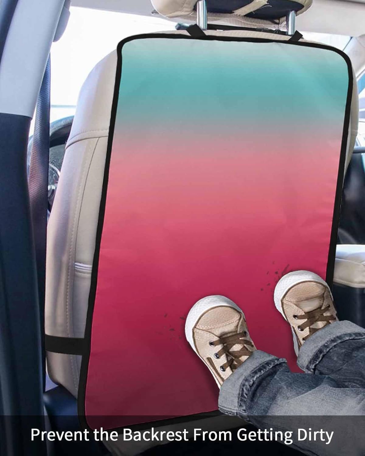 Car Seat Protector, 2 Pack Kick Mats Back Seat Protector Turquoise Rose Red Gradient Waterproof Backseat Cover for Kids Universal Fit Automotive Interior Protectors
