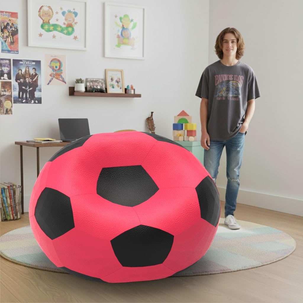 Bean Bag Chair Cover | Size: 2XL | Color: Pink Black | Without Beans | Premium Leatherette Cover (CMF 1622)-image-34