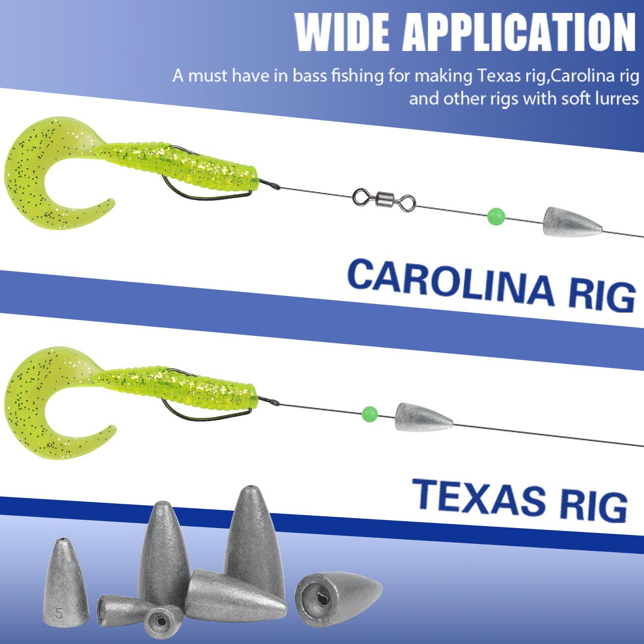 Snapklik.com : Fishing Weights Bullet Sinkers Shot Casting Bullet Worm ...