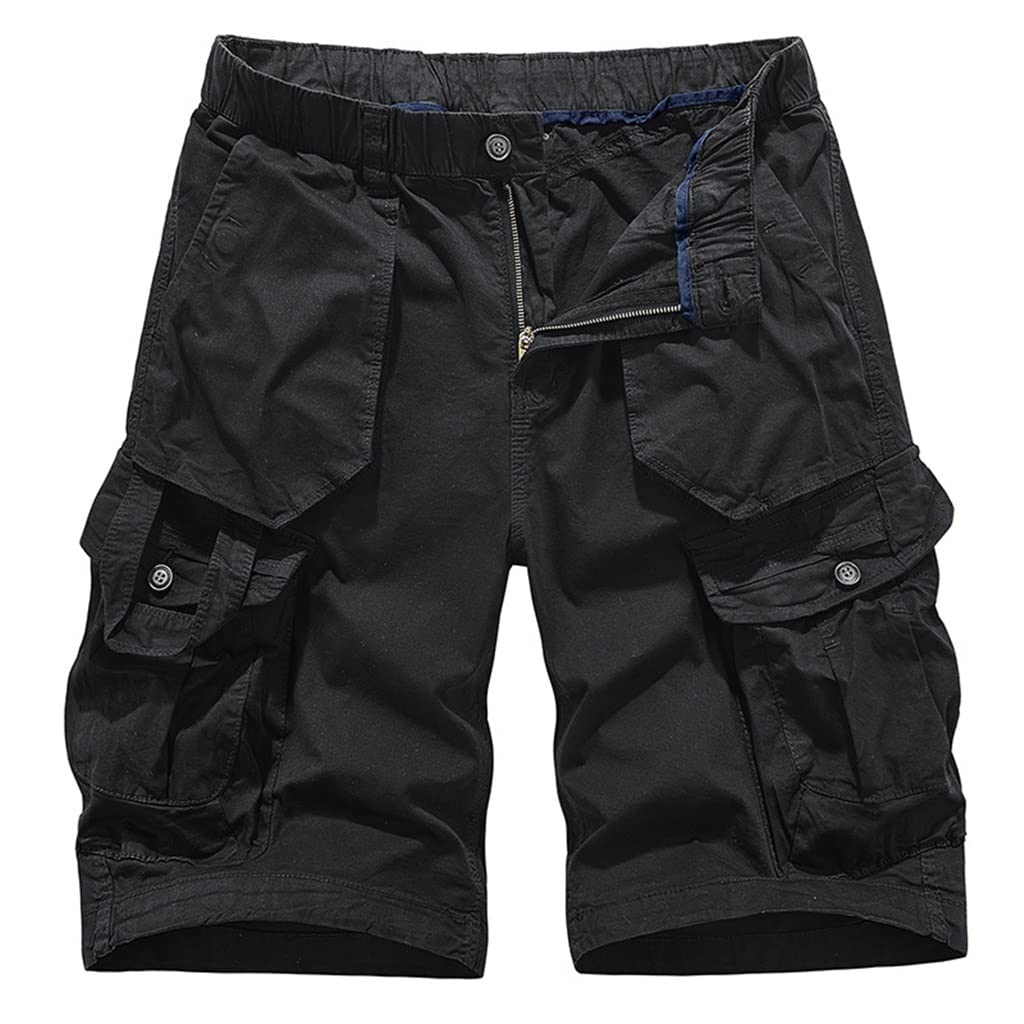 HBJWOV Cargo Shorts for Men Multi Pocket Pants Fashion Loose Versatile Shorts Zipper Casual Sports Outdoor Black Shorts