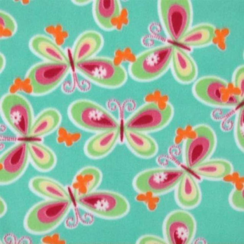 Pico Textiles 2 Yards Bolt - Light Pink Butterflies Fleece Fabric - Sold by The Bolt - Print Fleece Fabric - Ideal for Sewing Projects, Scarves, No Sew Fleece Throws & Tie Blankets
