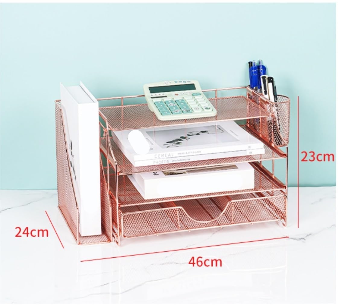 Schreibtisch-Organizer, Papier-Briefablage-Organizer mit Aktenhalter, Schreibtischzubehör und Arbeitsbereich, Schreibtisch-Organizer mit Schublade, Schreibtisch-Organizer für Sammlungen (A 46 x 23 x