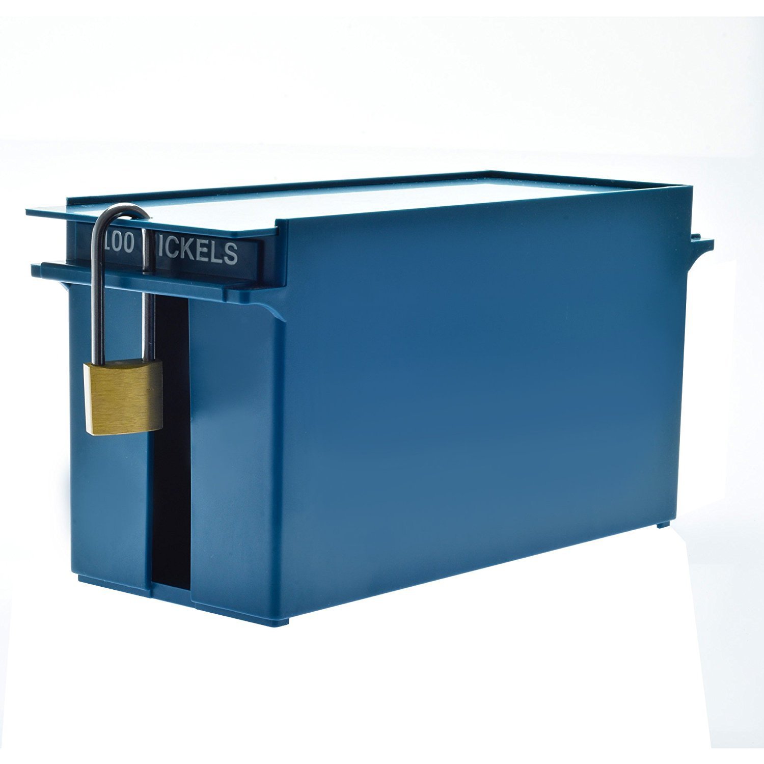 Photo 1 of Nadex High Capacity Rolled Coin Storage Box for Nickels | 100 Dollar Capacity, Lockable Blue Nickels Deep Tray